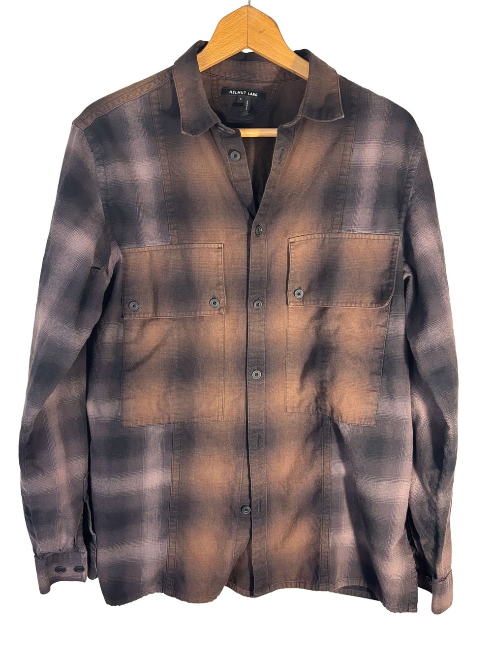 Helmut Lang Brushed Cotton Twill Overshirt Size Small Ombre Lumberjack Gorpcore